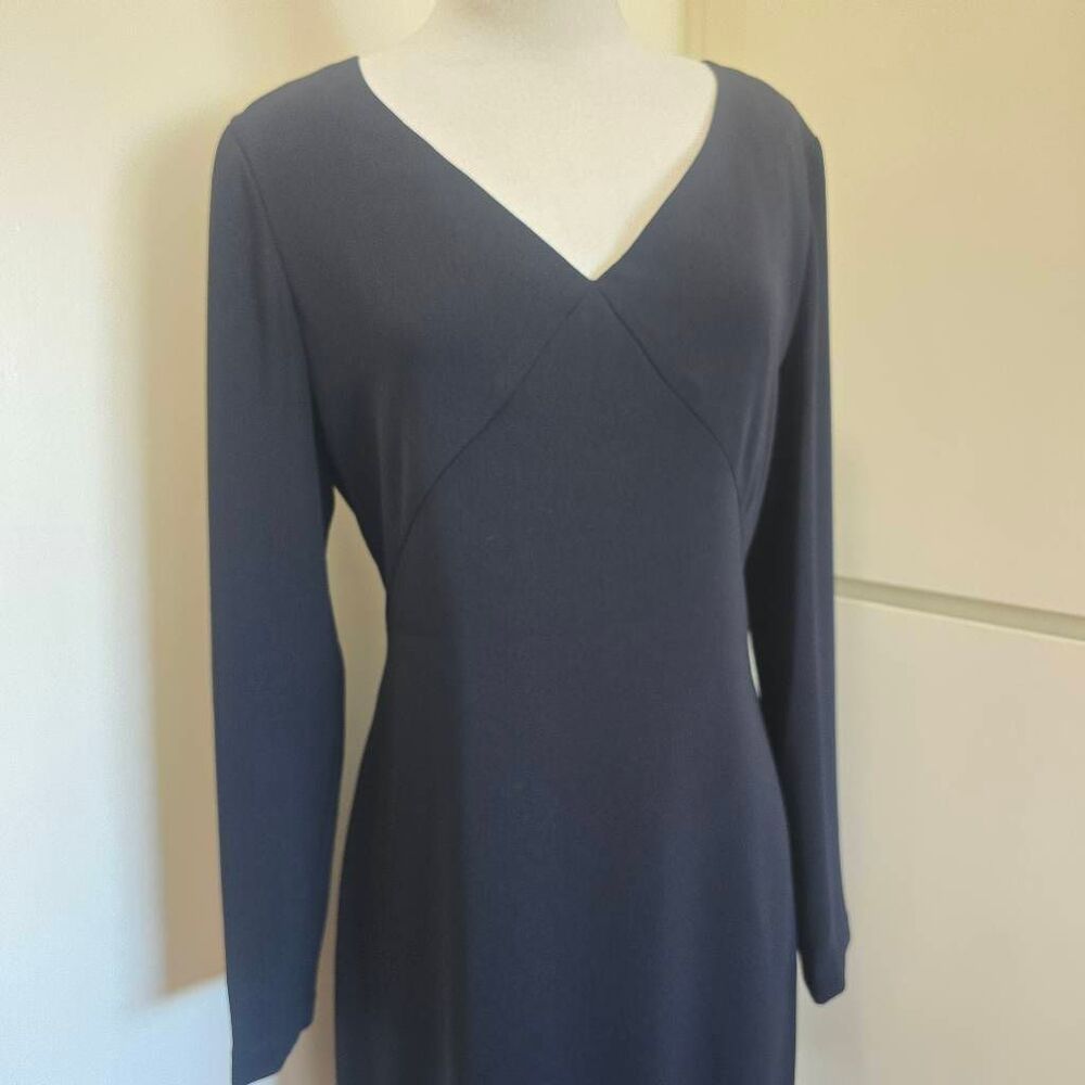 Emanuel Ungaro Vtg Little Blk Dress, V- Neck, Long Sleeve, Midi Length, EUC, 12